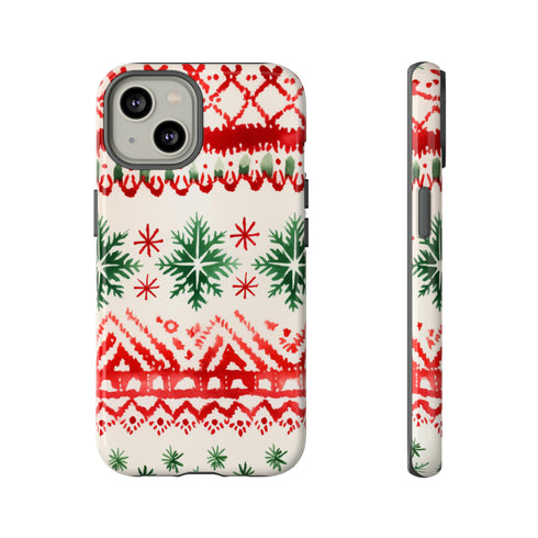 Watercolor Study of Christmas Patterns - Impact Resistant Phone Case iPhone 14 Glossy